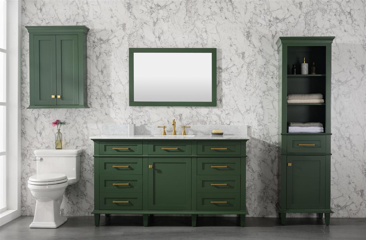 60" Single Sink Vanity Cabinet with Carrara White Marble or Blue Limestone Countertop