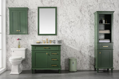 36" Single Sink Vanity Cabinet with Carrara White Marble or Blue Limestone Countertop