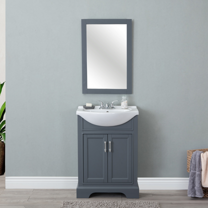 24" Space Saving Gray Single Sink Bathroom Vanity