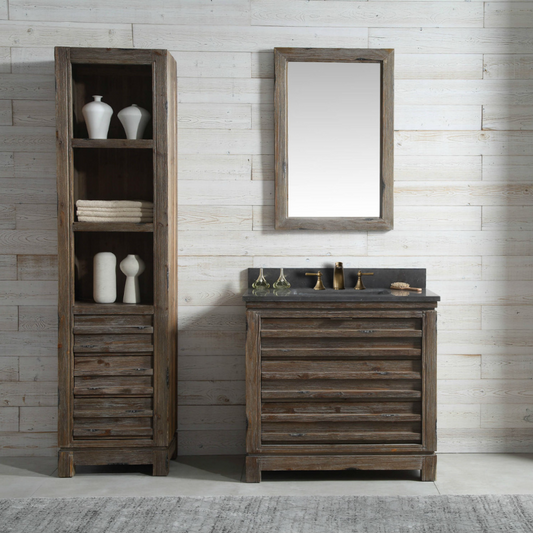 36" Wood Single Sink Vanity with Moon Stone Top