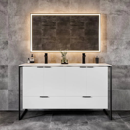 Moma 48"W x 18"D Freestanding Bathroom Vanity with Solid Surface Countertop and Integrated Sink