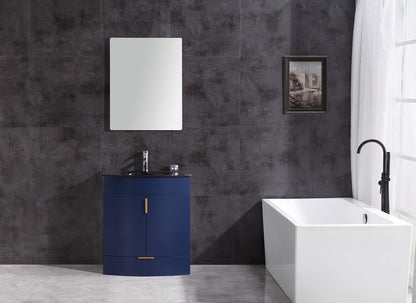 30" Single Sink Freestanding Bathroom Vanity - PVC and Tempered Glass