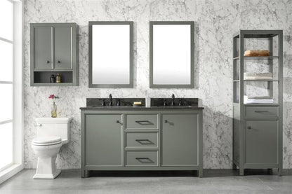 60" Double Sink Vanity Cabinet with Carrara White Marble or Blue Limestone Countertop