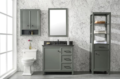 36" Single Sink Vanity Cabinet with Carrara White Marble or Blue Limestone Countertop