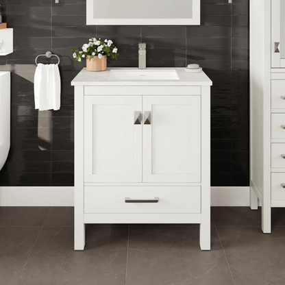 Eviva London 30" x 18" Transitional Bathroom Vanity w/ White Carrara Top