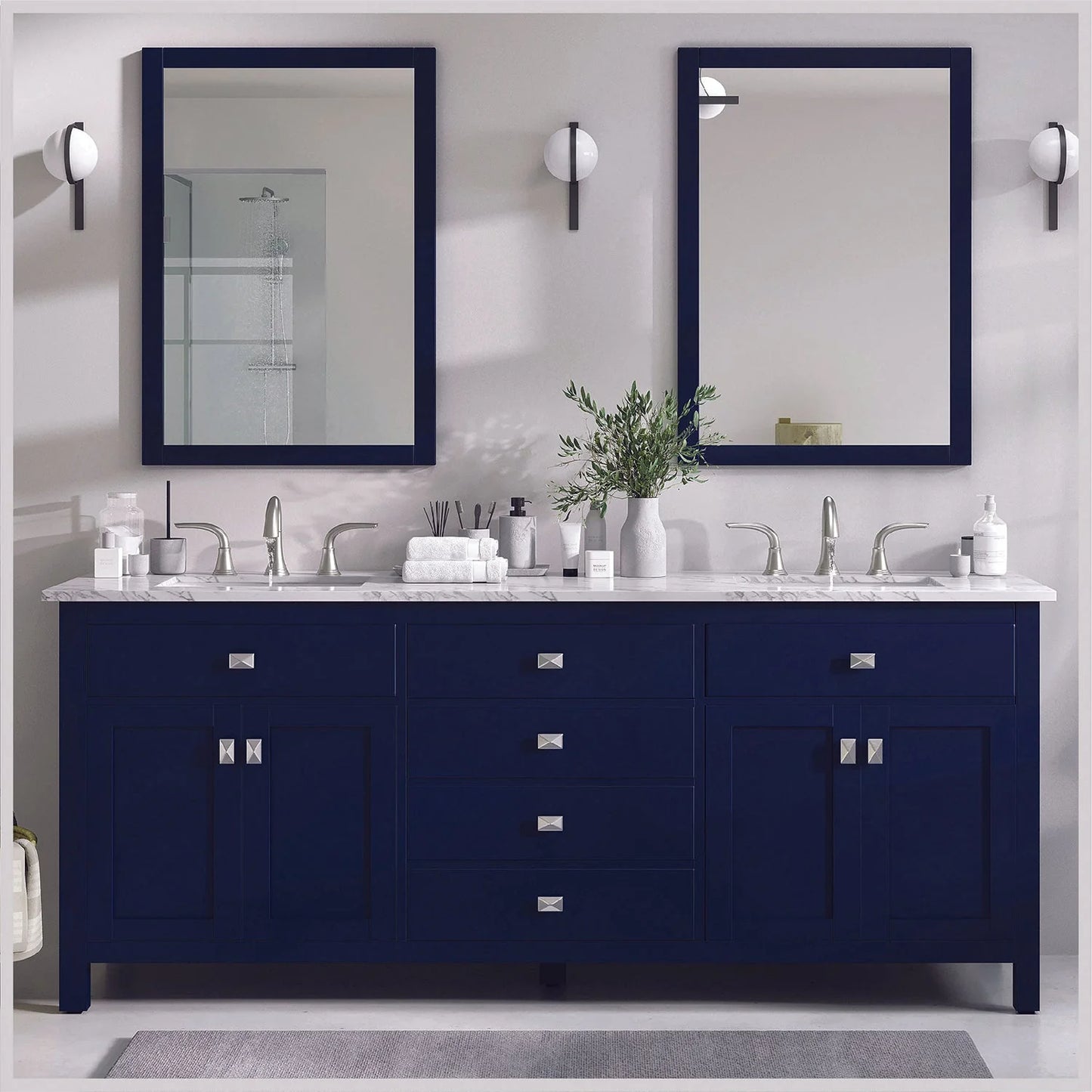 Artemis 72"W x 22"D Double Sink Bathroom Vanity with Carrara Quartz Countertop and Undermount Porcelain Sink