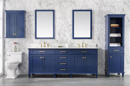 80" Double Sink Vanity Cabinet with Carrara White Quartz Countertop