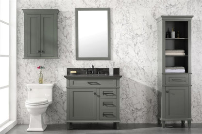 36" Single Sink Vanity Cabinet with Carrara White Marble or Blue Limestone Countertop