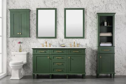 60" Double Sink Vanity Cabinet with Carrara White Marble or Blue Limestone Countertop