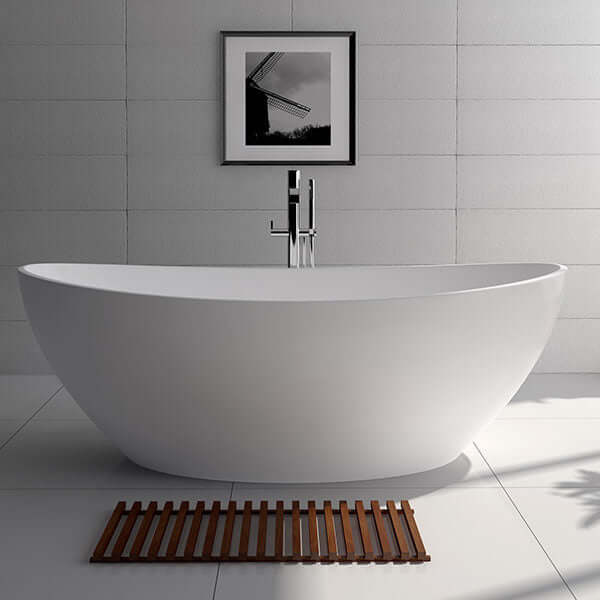 71" Freestanding White Matte Solid Surface Bathtub