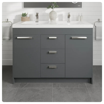 Lugano 48"W x 20"D Double Sink Bathroom Vanity with White Acrylic Countertop and Integrated Sinks