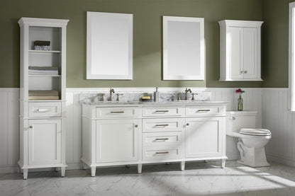 72" Double Sink Vanity Cabinet with Carrara White Marble or Blue Limestone Countertop