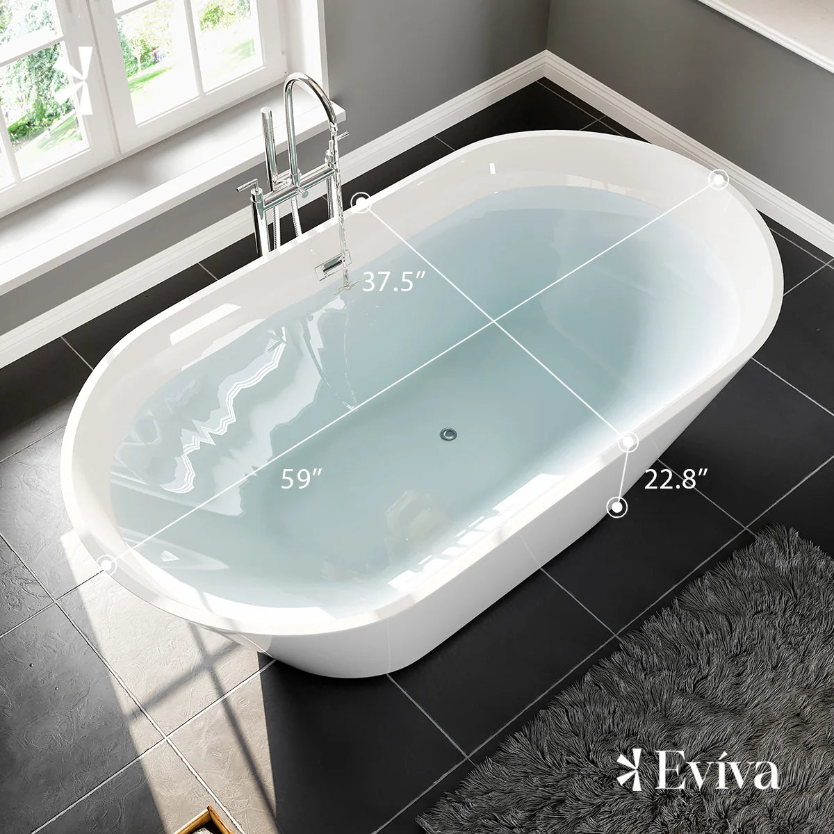 Eviva Aries 59 inch White Freestanding Bathtub