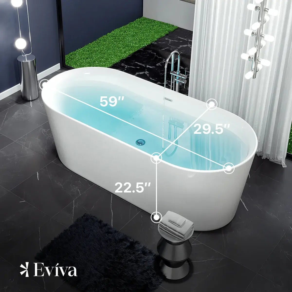 Eviva Rejoice Acrylic 60 Inch Freestanding Bathtub in White