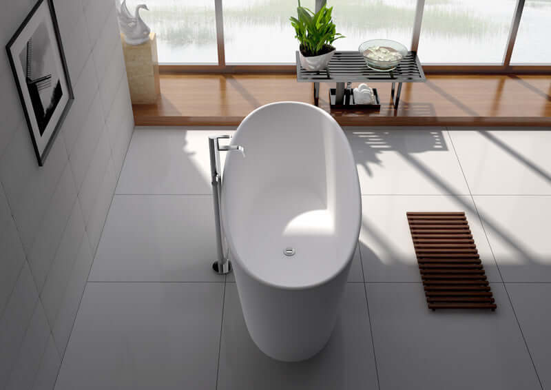 62.2" Freestanding White Matte Solid Surface Bathtub