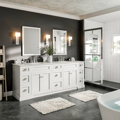 Epic 84"W x 22"D Double Sink Bathroom Vanity with Carrara Quartz Countertop and Undermount Porcelain Sink