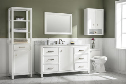 60" Single Sink Vanity Cabinet with Carrara White Marble or Blue Limestone Countertop