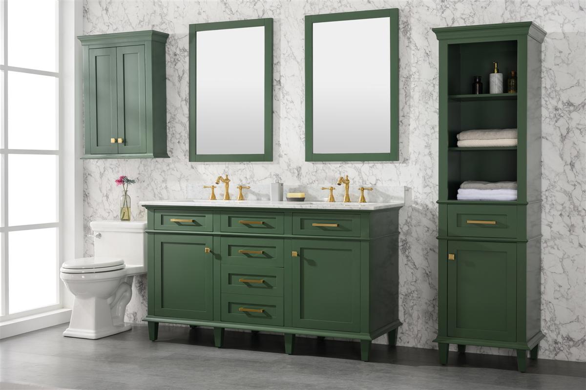 60" Double Sink Vanity Cabinet with Carrara White Marble or Blue Limestone Countertop