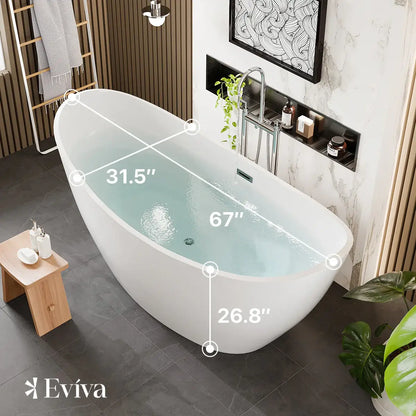 Eviva Bella 67" White Acrylic Free Standing Bathtub