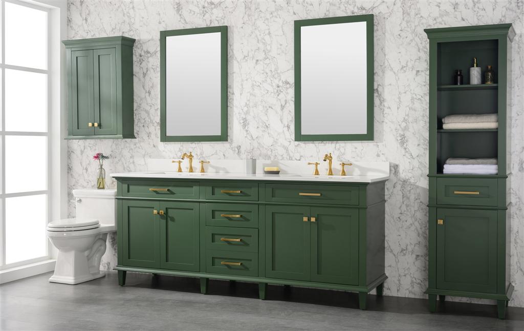 80" Double Sink Vanity Cabinet with Carrara White Quartz Countertop