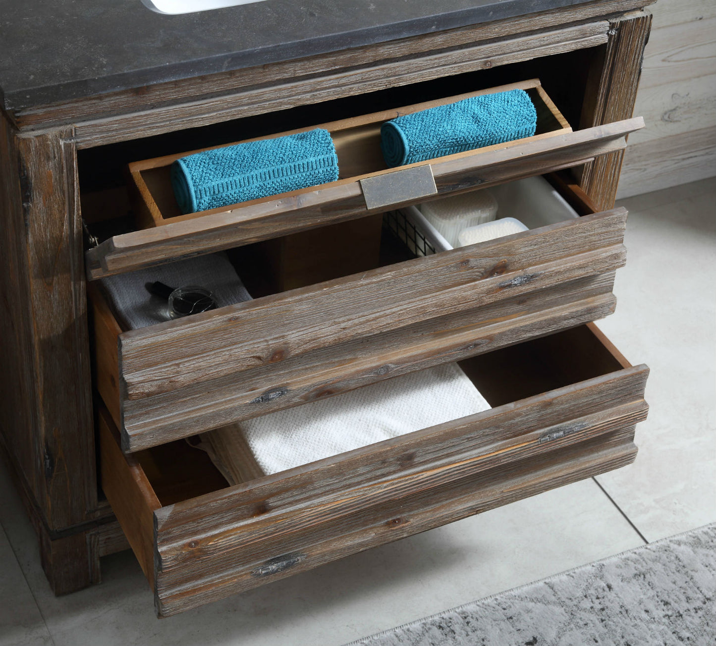 36" Wood Single Sink Vanity with Moon Stone Top