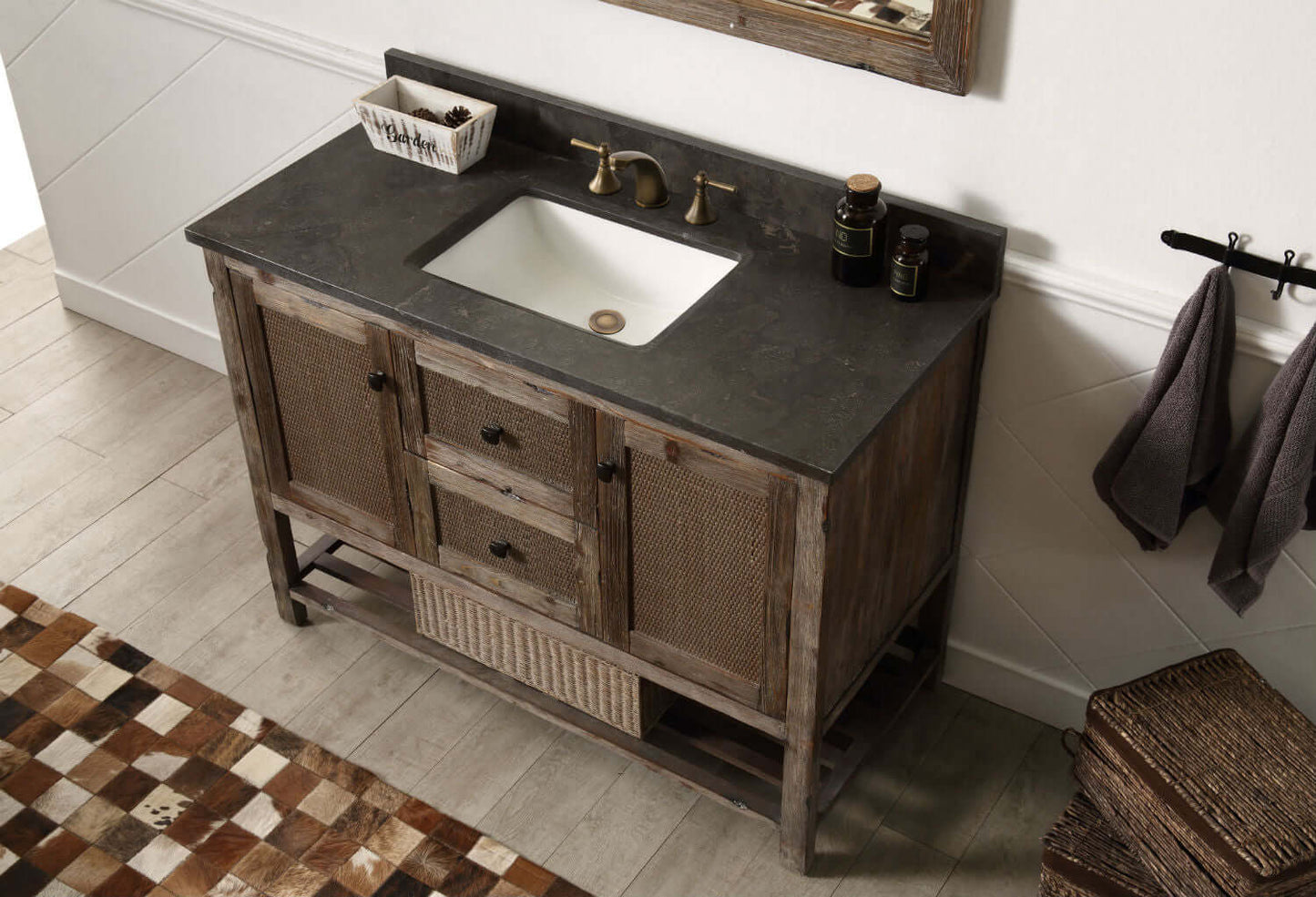 48" Solid Wood Single Sink Vanity with Moon Stone Top