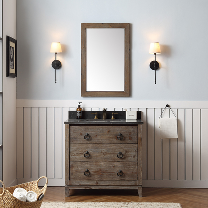 36" Solid Wood Single Sink Vanity with Moon Stone Top