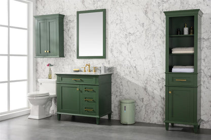 36" Single Sink Vanity Cabinet with Carrara White Marble or Blue Limestone Countertop