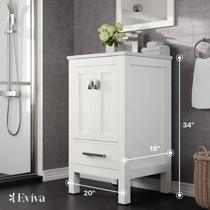 Eviva London 20" Transitional bathroom vanity with white Carrara marble countertop