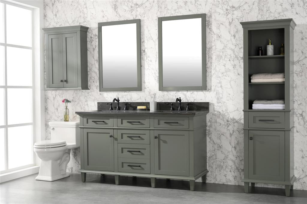 60" Double Sink Vanity Cabinet with Carrara White Marble or Blue Limestone Countertop