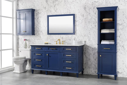 60" Single Sink Vanity Cabinet with Carrara White Marble or Blue Limestone Countertop