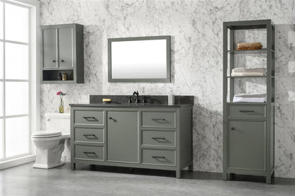 60" Single Sink Vanity Cabinet with Carrara White Marble or Blue Limestone Countertop