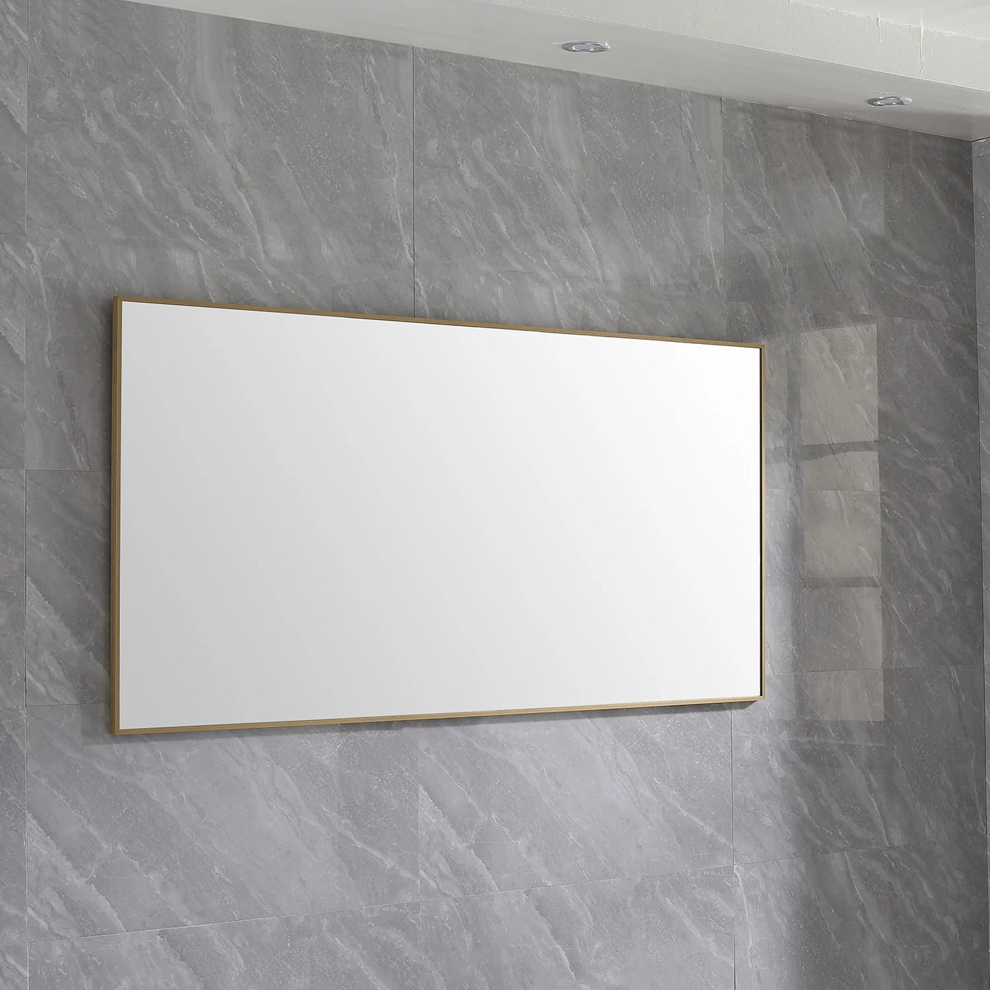 Eviva Gold 60"W x 30"H Rectangular Mirror with Gold Aluminum Frame