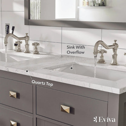 Artemis 48"W x 22"D Double Sink Bathroom Vanity with Carrara Quartz Countertop and Undermount Porcelain Sink