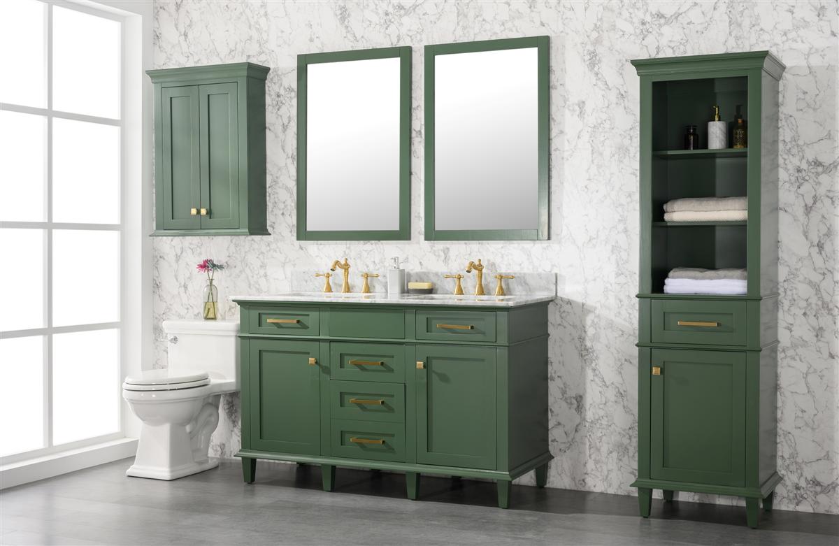 54" Double Sink Vanity Cabinet with Carrara White Marble or Blue Limestone Countertop