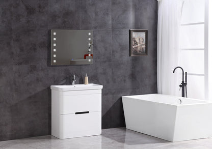 32" Single Sink Freestanding Vanity with Mirror - PVC and White Ceramic Top