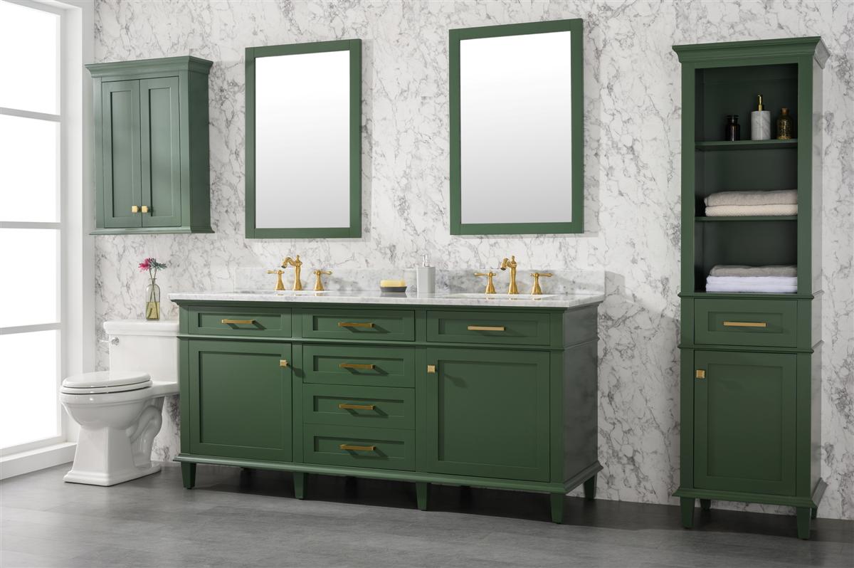 72" Double Sink Vanity Cabinet with Carrara White Marble or Blue Limestone Countertop