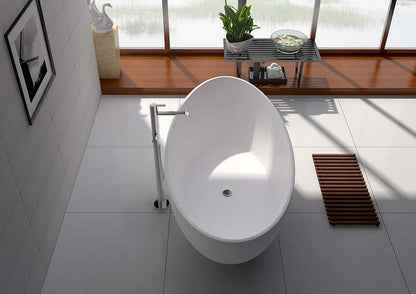 63" Freestanding White Matte Solid Surface Bathtub