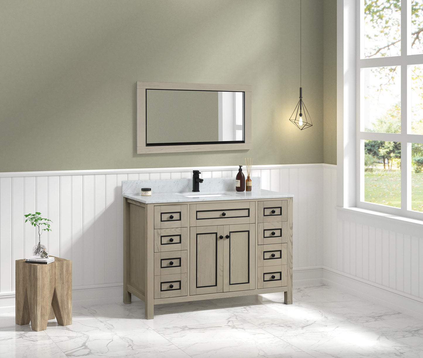 48" Single Sink Vanity with White Carrara Marble Top