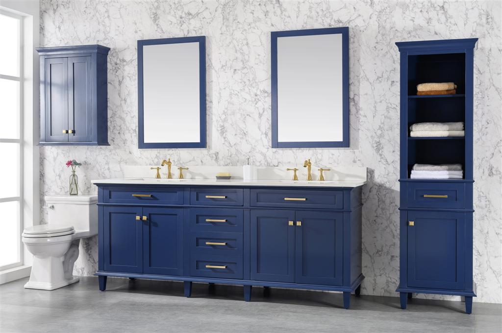 80" Double Sink Vanity Cabinet with Carrara White Quartz Countertop