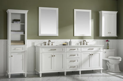 80" Double Sink Vanity Cabinet with Carrara White Quartz Countertop