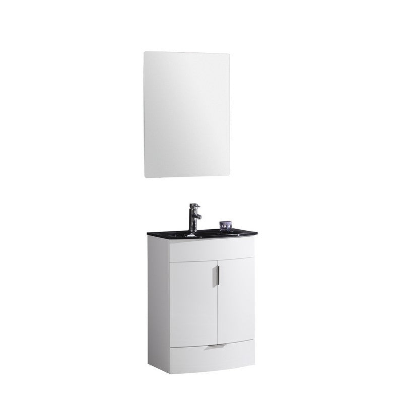 24" Single Sink Freestanding Bathroom Vanity - PVC and Tempered Glass