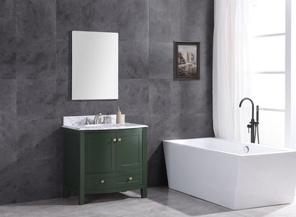 36" Vogue Green Single Sink Freestanding Bathroom Vanity - PVC