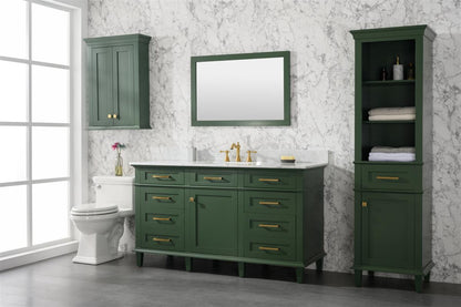 60" Single Sink Vanity Cabinet with Carrara White Marble or Blue Limestone Countertop