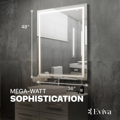 Eviva Glow 48"W x 36"H Rectangular Frameless LED Mirror