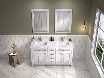 60" Double Sink Vanity with White Carrara Marble Top