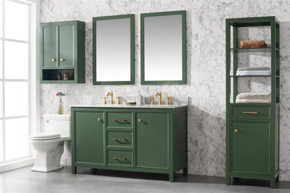 54" Double Sink Vanity Cabinet with Carrara White Marble or Blue Limestone Countertop