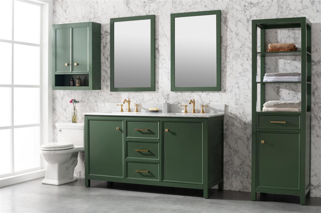 60" Double Sink Vanity Cabinet with Carrara White Marble or Blue Limestone Countertop