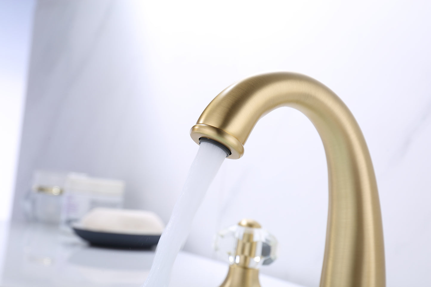 8" Gold Widespread Faucet with Drain