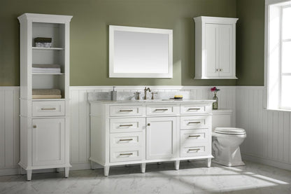 60" Single Sink Vanity Cabinet with Carrara White Marble or Blue Limestone Countertop